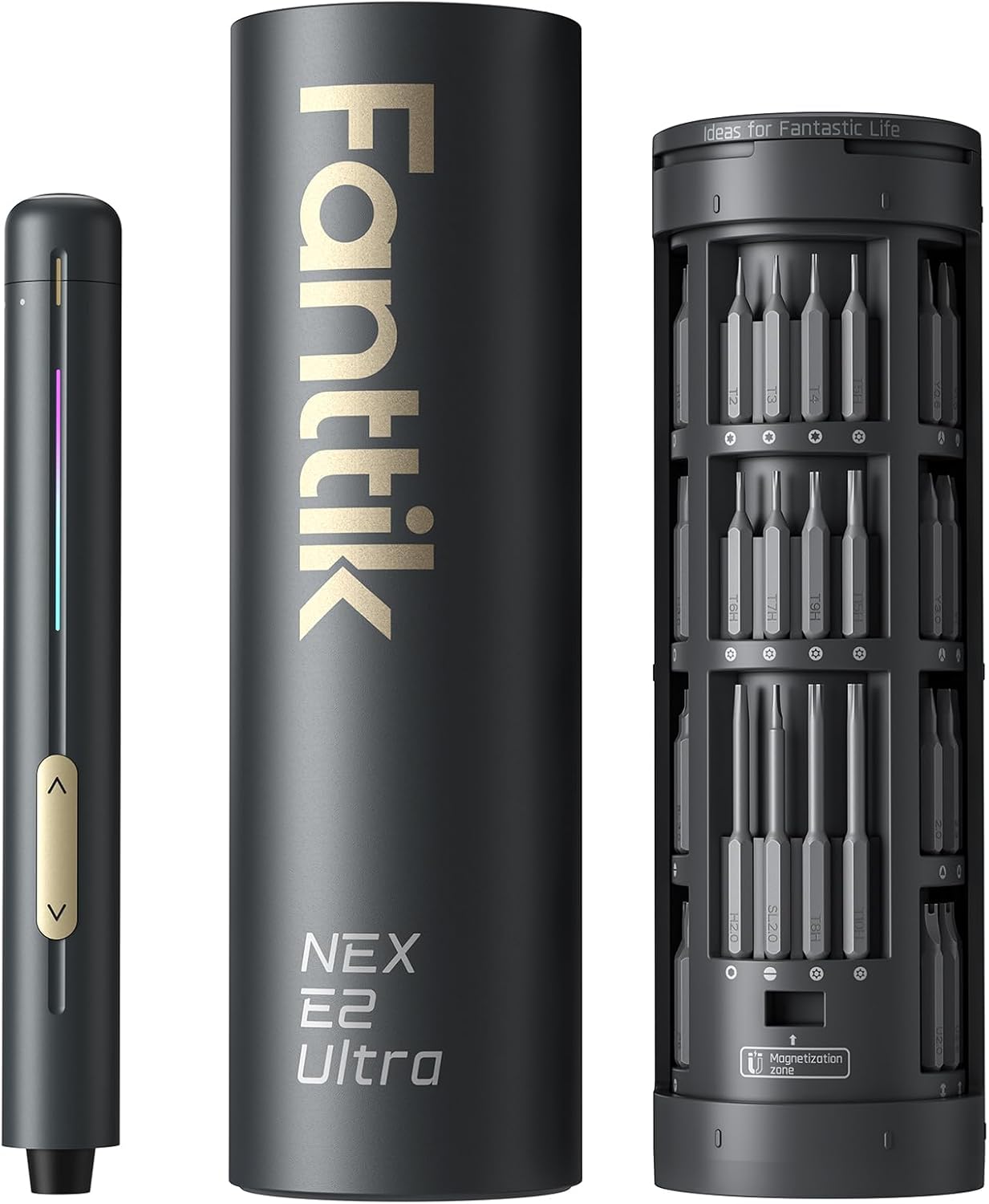 Fanttik E2 Ultra Electric Screwdriver, 0.6N.m Mini Screwdriver Set, 50 Magnetic Bits, 5/32” Precision Screwdriver for Laptop, PC, Phone, 3D Printer, RC Cars, Electronics Repair Tools for Dad (Grey)
